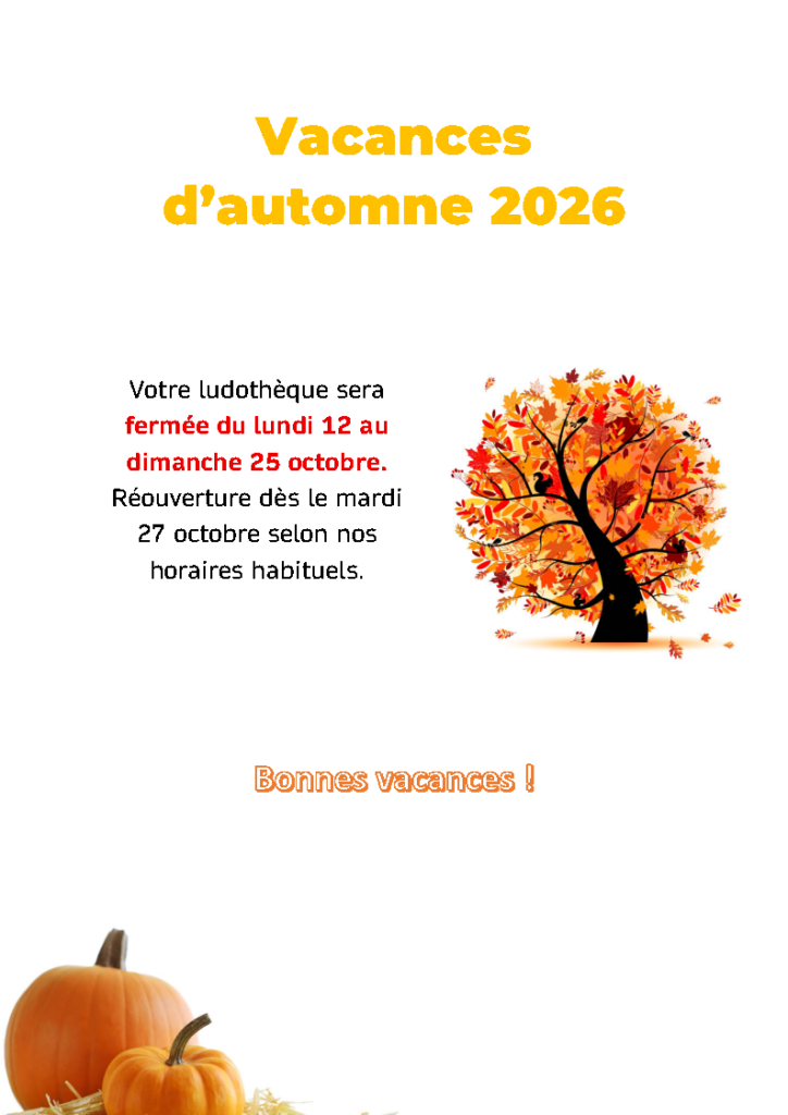 Vacances Automne 2026